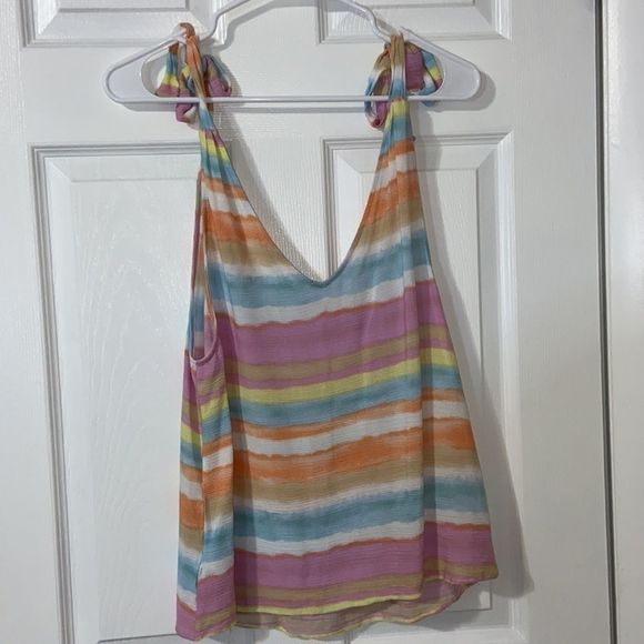 Everly Multicolor Pastel Tie Shoulder Top - Picture 7 of 7